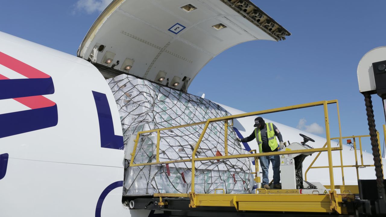 This plane is chock-full of flowers -- several thousand tons, to be exact. They were shipped from South America to the US and other countries for Valentine's Day. 