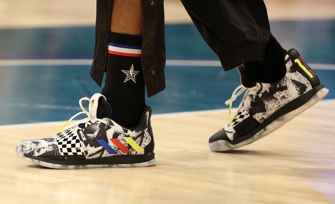 James Harden wore patterned Adidas sneakers at last year's All-Star Game.