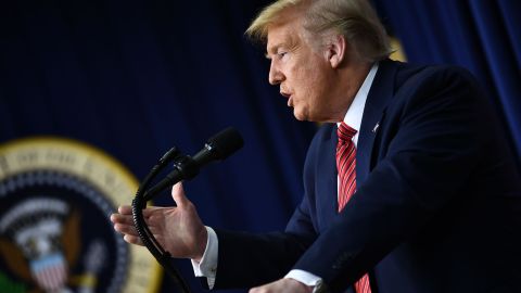 Trump speaks to national border patrol council members at the White House on February 14.