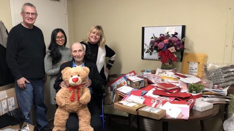 Maj. Bill White received cards, coins and thousands of other gifts.