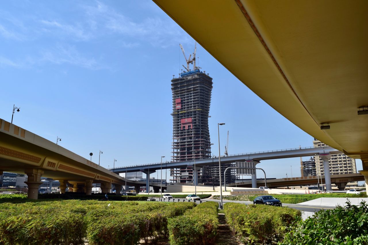 Wasl Tower during its construction.