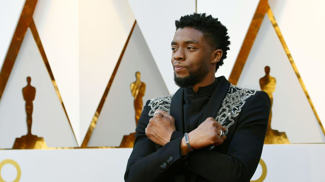 Actor Chadwick Boseman arrives for the 90th Annual Academy Awards on March 4, 2018, in Hollywood.