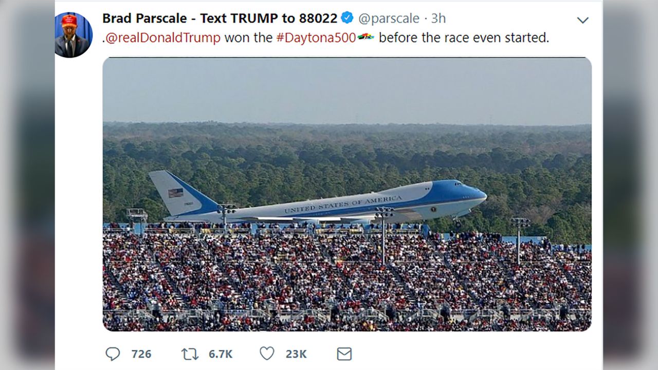 The now-deleted tweet by Brad Parscale.