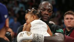 LAS VEGAS, NEVADA - NOVEMBER 23:  WBC heavyweight champion Deontay Wilder holds his daughter Kaorii Wilder, 18-months, in the ring after defeating Luis Ortiz in a title fight at MGM Grand Garden Arena on November 23, 2019 in Las Vegas, Nevada. Wilder retained his title with a seventh-round knockout.  (Photo by Steve Marcus/Getty Images)