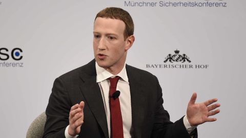 Facebook CEO Mark Zuckerberg speaks at the Munich Security Conference.