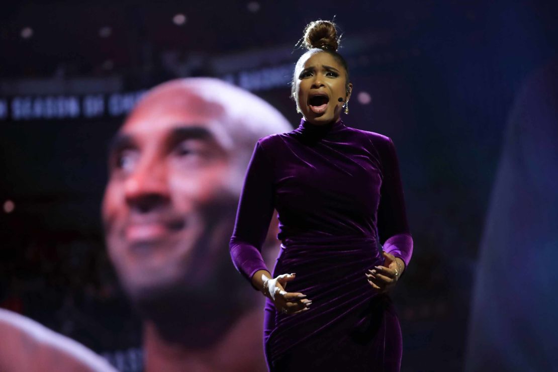 Jennifer Hudson performs a tribute to Kobe Bryant before the NBA All-Star Game.