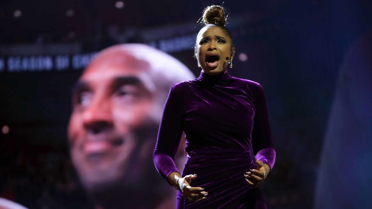 Jennifer Hudson performs a tribute to Kobe Bryant before the NBA All-Star Game.