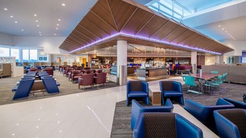 If you have the right credit card, you can access airport lounges like the Delta Sky Club in Atlanta's Terminal B.