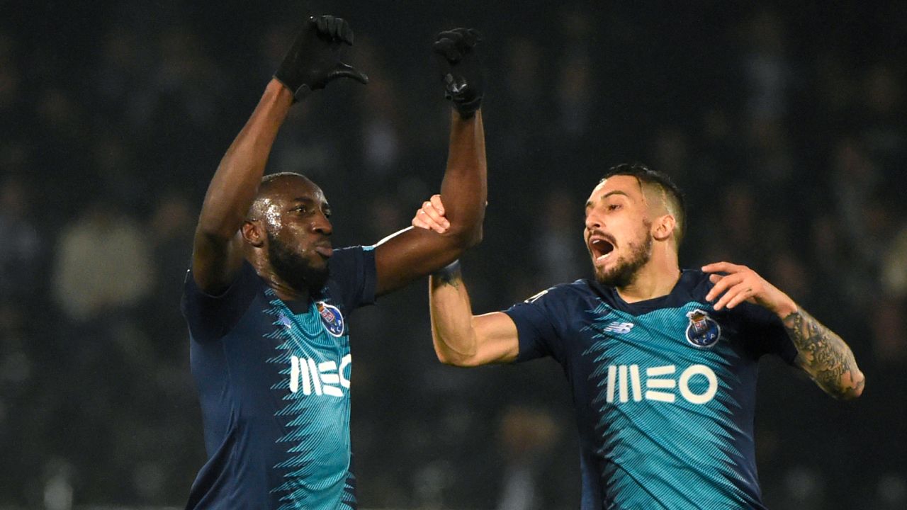FC Porto's Moussa Marega reacts after hearing racists chants Sunday.