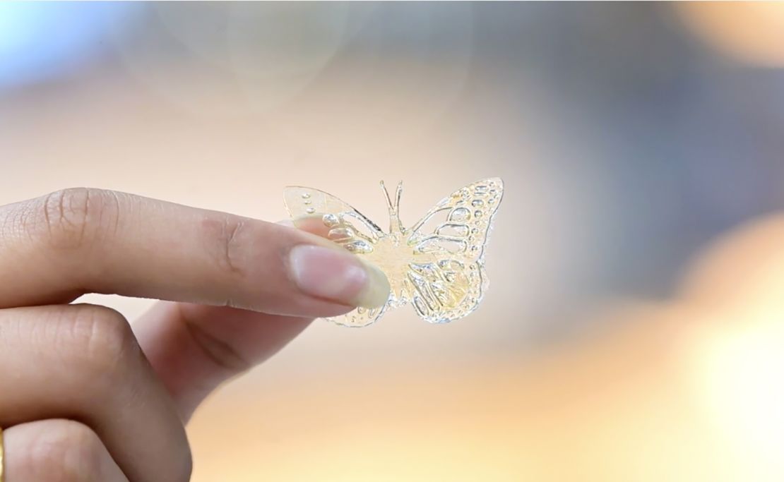 A 3D printed butterbly made from McDonald's waste cooking oil.