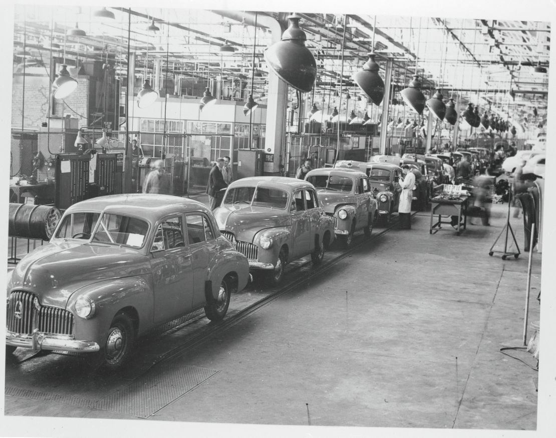 Holden sedans coming off the production line in a file photograph of a plant in Victoria, Australia.