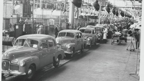 Holden sedans coming off the production line in a file photograph of a plant in Victoria, Australia.