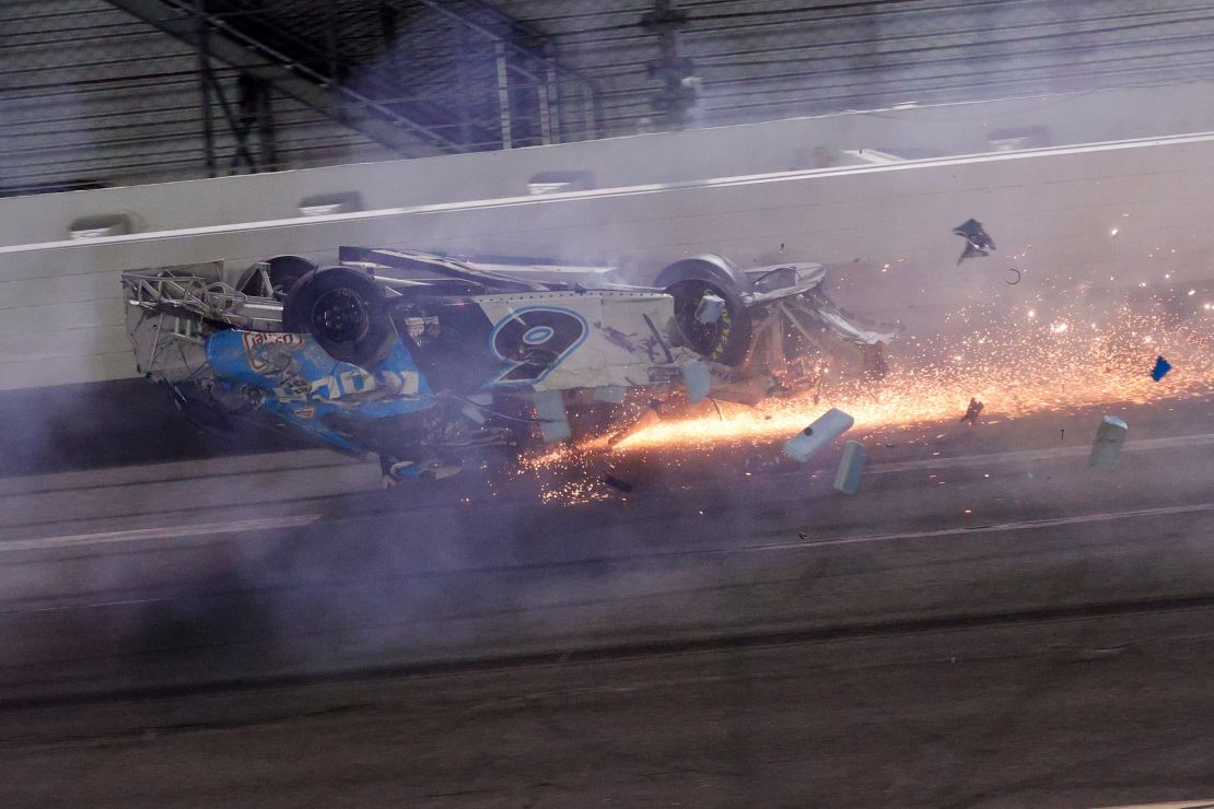 Ryan Newman crashes during the Daytona 500 in February.