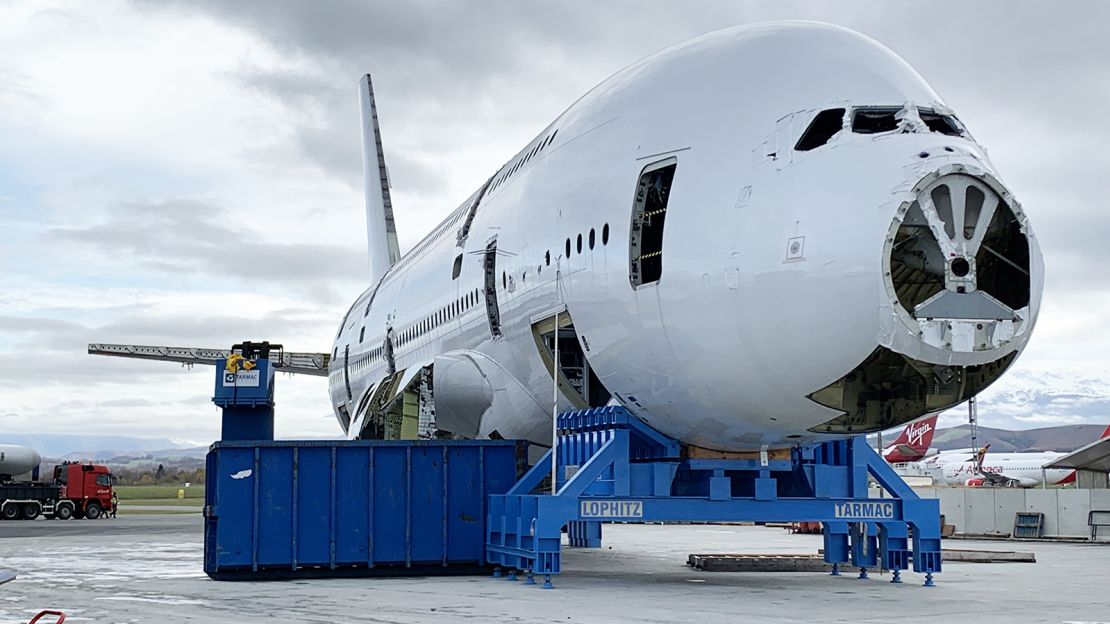 This Singapore Airlines craft, registration 97-SKA, was the first A380 to enter scheduled service and the first to be dismantled.