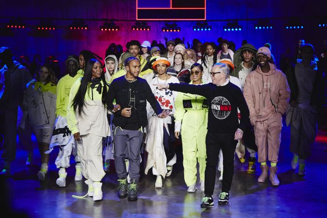Naomi Campbell, Lewis Hamilton, H.E.R and Tommy Hilfiger walk the runway for TommyxNow at Tate Modern.