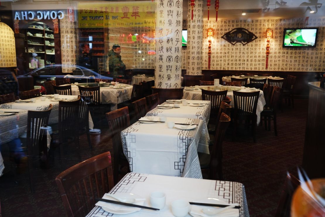 A restaurant in New York's Chinatown has no customers, despite zero cases of novel coronavirus in the state of New York.