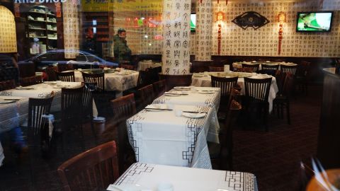 A restaurant in New York's Chinatown has no customers, despite zero cases of novel coronavirus in the state of New York.