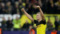 DORTMUND, GERMANY - FEBRUARY 18: Erling Haaland of Borussia Dortmund acknowledges the fans after the UEFA Champions League round of 16 first leg match between Borussia Dortmund and Paris Saint-Germain at Signal Iduna Park on February 18, 2020 in Dortmund, Germany. (Photo by Alex Grimm/Bongarts/Getty Images)