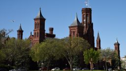 The Smithsonian Institution Building, popularly known as the 'Castle,' on the National Mall in Washington, D.C. The building, completed in 1855, houses the Smithsonian Institution's administrative offices and information center. 