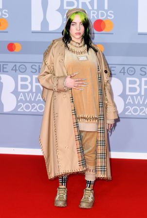 Billie Eilish won the Brit Award for international female solo artist.