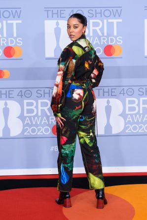 Singer Grace Carter shows off a colorful suit.