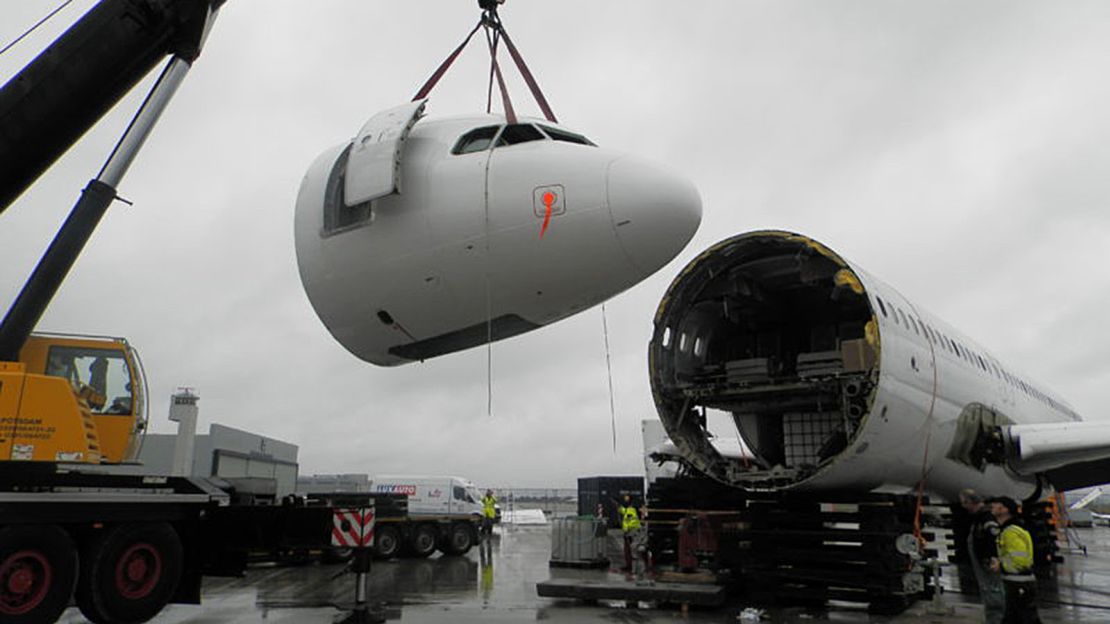 This Airbus A320 was cut into pieces for an action movie.