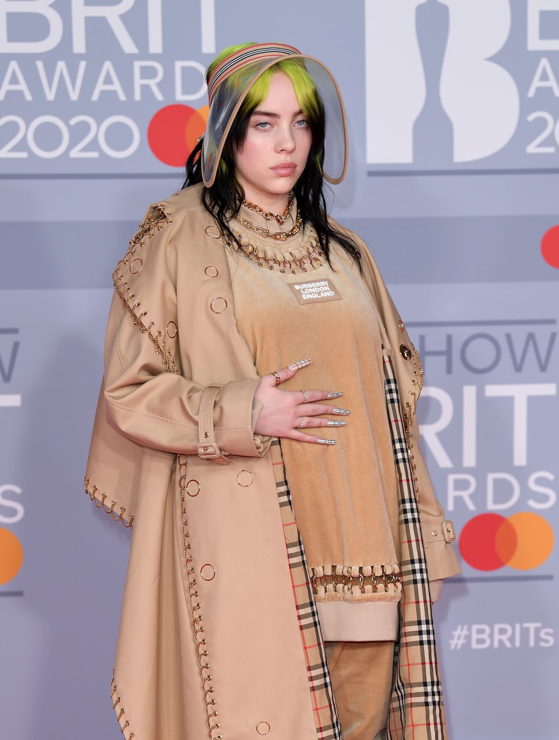 Billie Eilish attends The Brit Awards on February 18, 2020 in London, England.