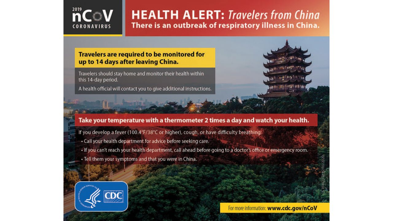 Some air passengers receive this Travel Health Alert Notice from the CDC with information about coronavirus.