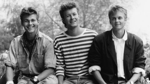 A-ha members Morten Harket, Magne Furuholmen and Paul Waaktaar-Savoy in May 1987.