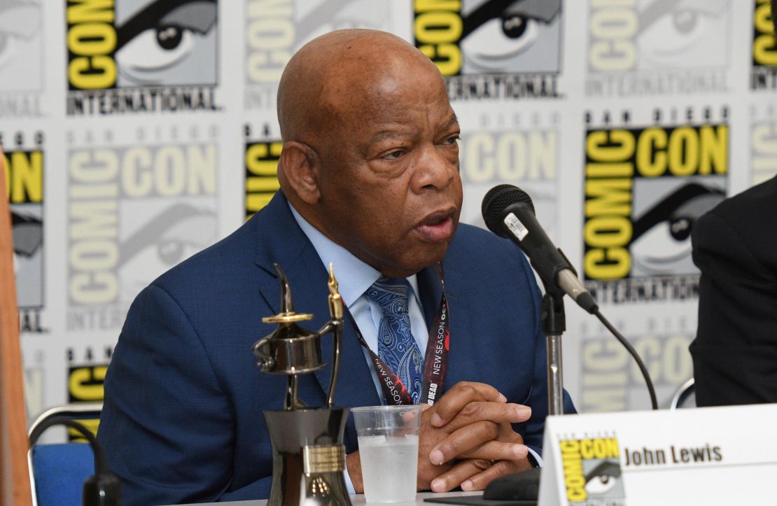 Rep. John Lewis speaks at a panel for his book series "March" at Comic-Con International in San Diego. 