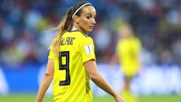 LE HAVRE, FRANCE - JUNE 20: Kosovare Asllani of Sweden looks on during the 2019 FIFA Women's World Cup France group F match between Sweden and USA at Stade Oceane on June 20, 2019 in Le Havre, France. (Photo by Martin Rose/Getty Images)