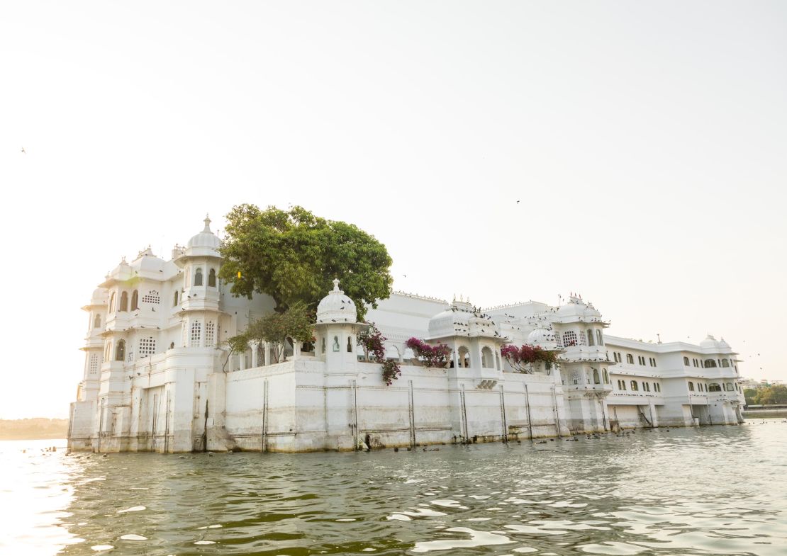 Taj Lake Palace looks as if it's floating on water.