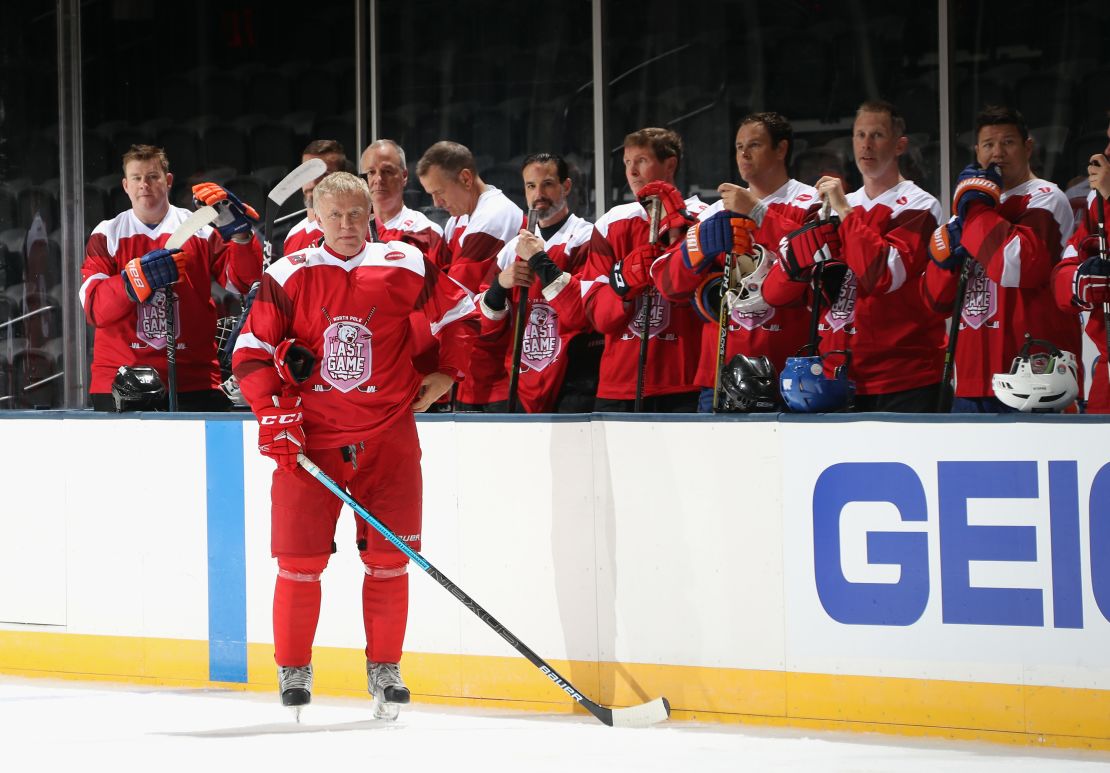 Fetisov participates in a "Last Game" event in New York.