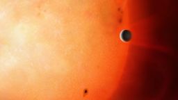Artist's impression of a hot Jupiter orbiting close to a star.