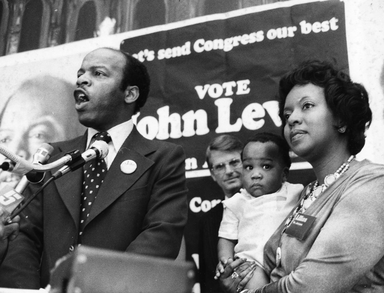 Lewis and his wife, Lillian, attend a campaign rally in Atlanta in April 1977. He was running for Congress but lost the Democratic primary that year to Wyche Fowler Jr.