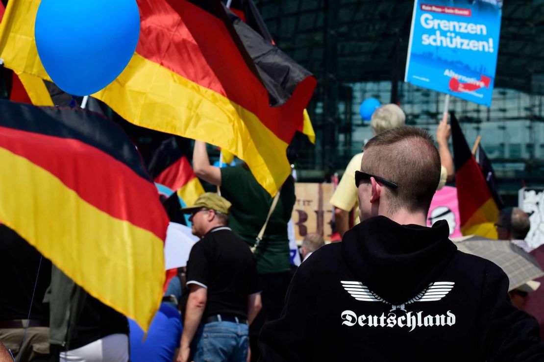 AfD supporters gather in Berlin for a "demonstration for the future of Germany" in May 2018.