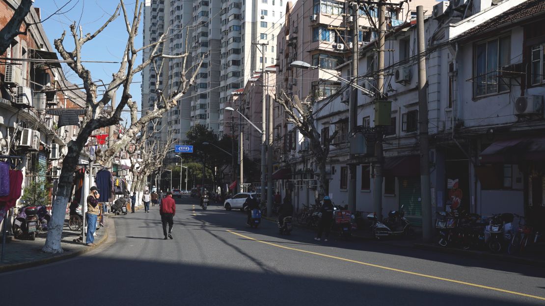 Empty streets in Shanghai's Hong Kou district amid ongoing coronavirus prevention measures.