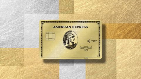 underscored american express gold card on background