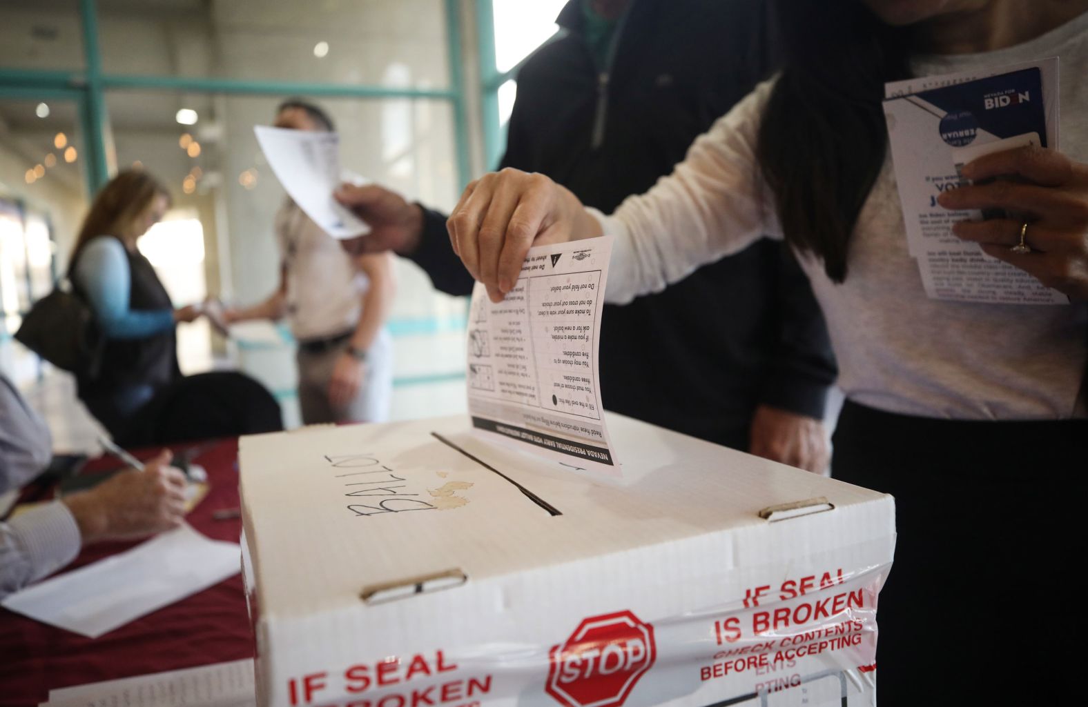 A voter casts a ballot in Las Vegas on Tuesday.