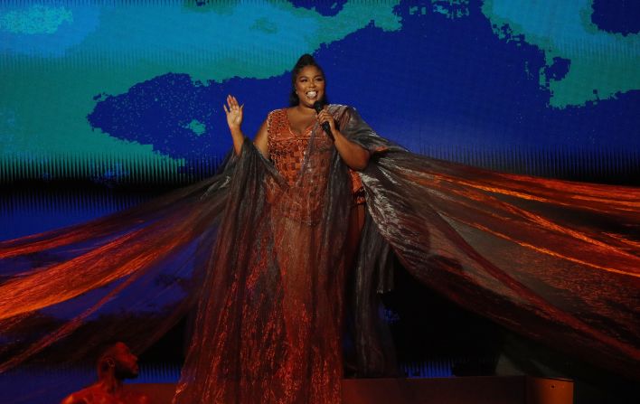 Lizzo performs at the Brit Awards, the UK's equivalent of the Grammys, on Tuesday, February 18. <a href="https://www.cnn.com/2020/02/18/entertainment/gallery/brit-awards-2020-red-carpet/index.html" target="_blank">See the red-carpet looks that caught our eye</a>