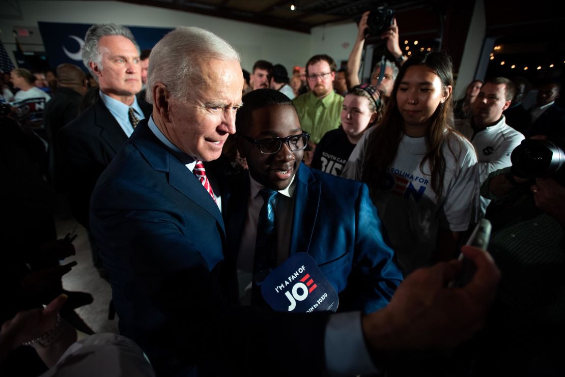 Biden takes selfies with people in the crowd after a South Carolina campaign launch party on February 11, 2020 in Columbia, South Carolina. 