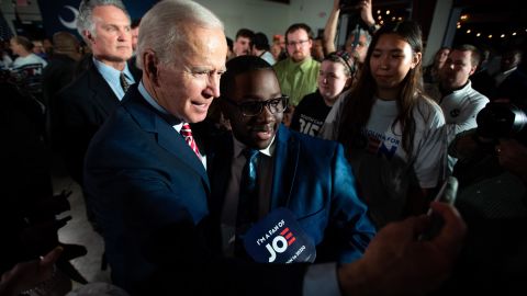Democratic presidential candidate Joe Biden takes selfies with people in the crowd after a South Carolina campaign launch party on February 11, 2020, in Columbia, South Carolina. 