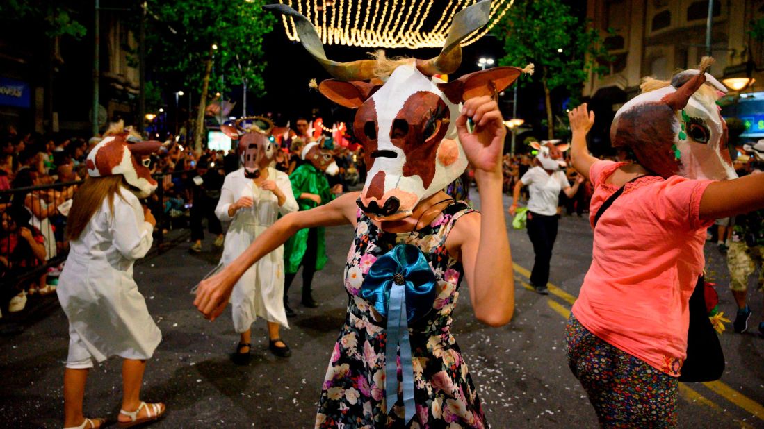 <strong>Montevideo, Uruguay: </strong>Performers from the French Les Grande Personnes Artist-in-Residence program participate in the opening parade of the Uruguayan Carnival on Thursday, January 23.
