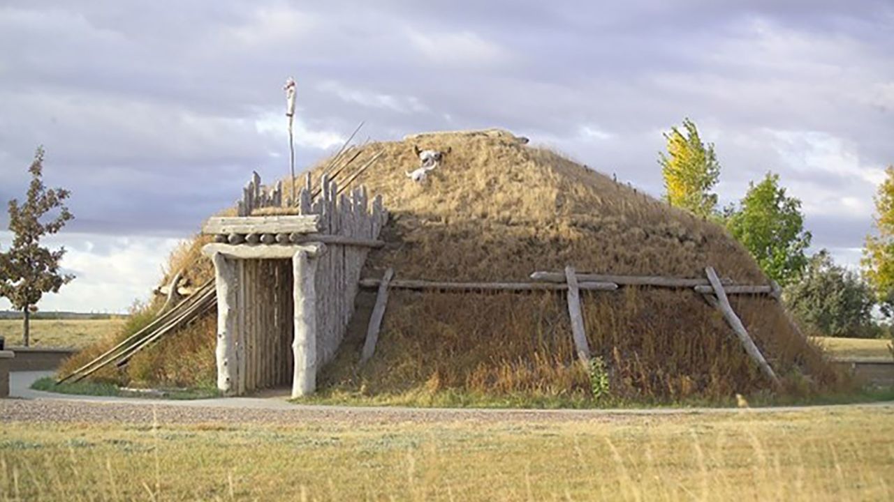 This is a recreation of the homes that Hidatsa tribes once lived in at the Knife River Indian Villages National Historic Site in North Dakota. 