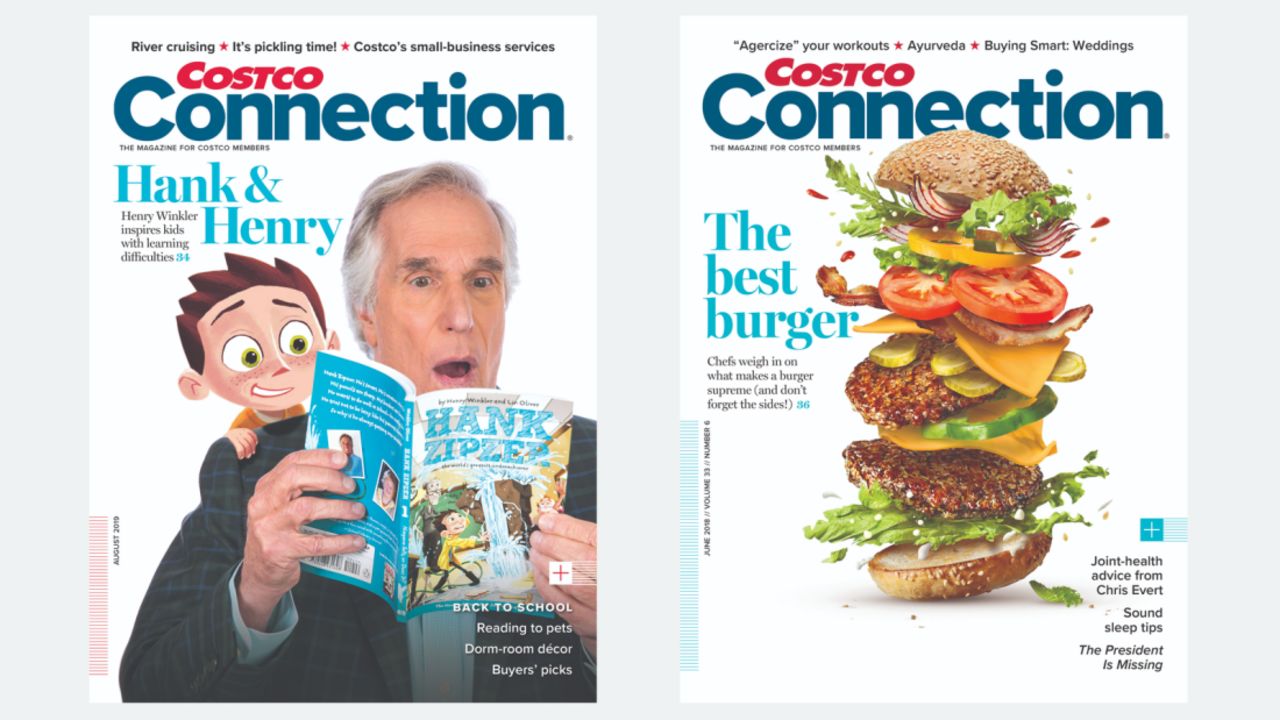 Covers of the Costco Connection monthly magazine.