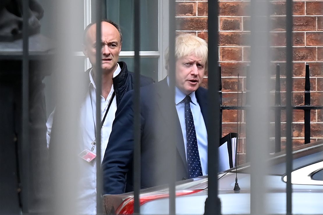 Boris Johnson (R) and Dominic Cummings at Downing Street in September.