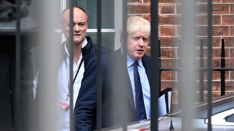 Boris Johnson (R) and Dominic Cummings at Downing Street in September.