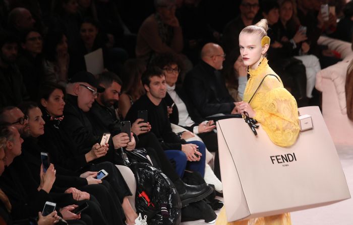 Statement handbags were a featured accessory at the Fendi Autumn-Winter show. 