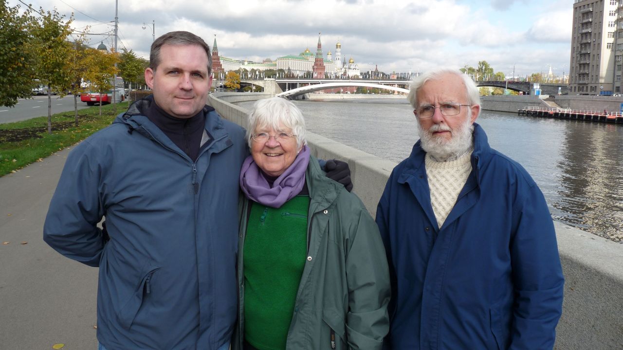 Paul Whelan and his parents, Rosemary and Edward Whelan, in 2009 in Moscow.