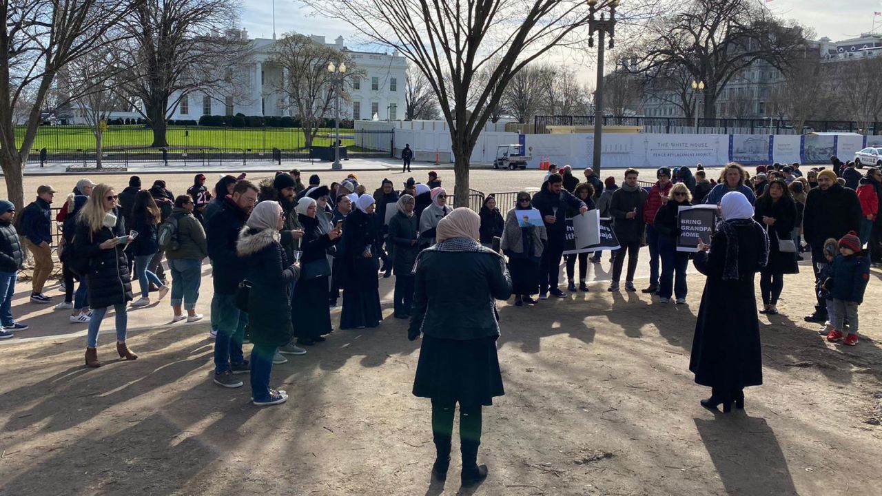 A vigil is held outside of the White House on February 17 to mark three years since Majd Kamalmaz's detention in Syria.